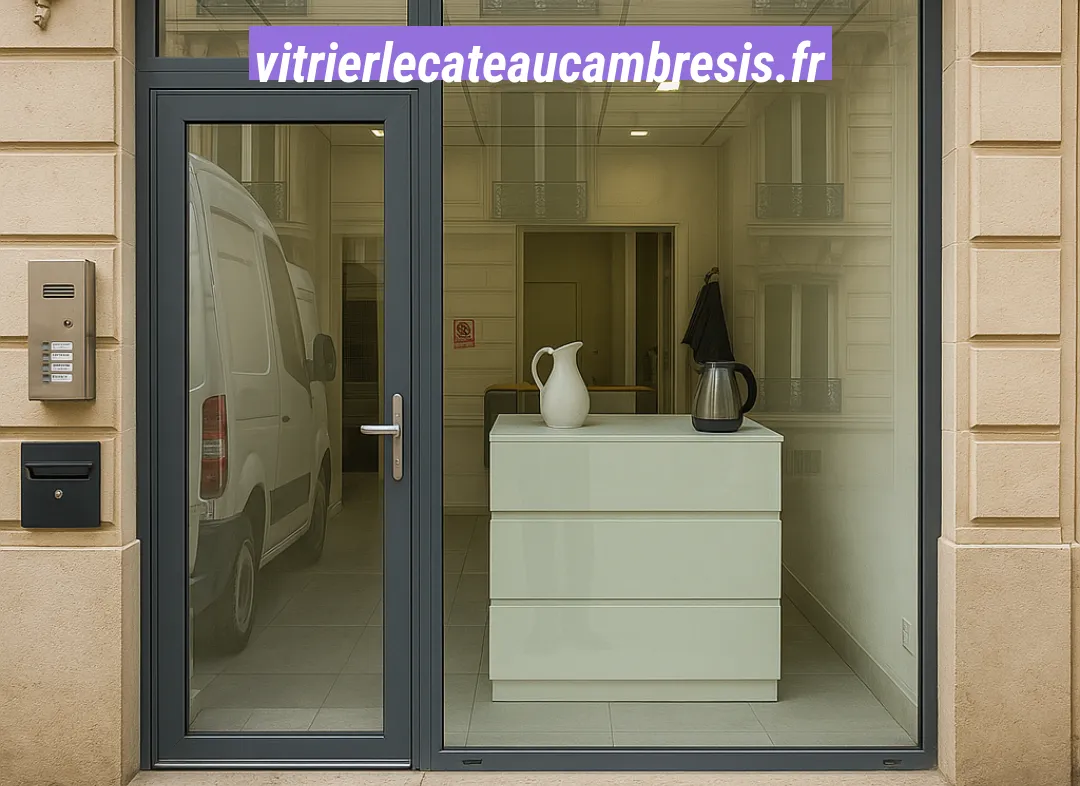 Façade vitrine de magasin en aluminium sur mesure à Le Cateau-Cambrésis